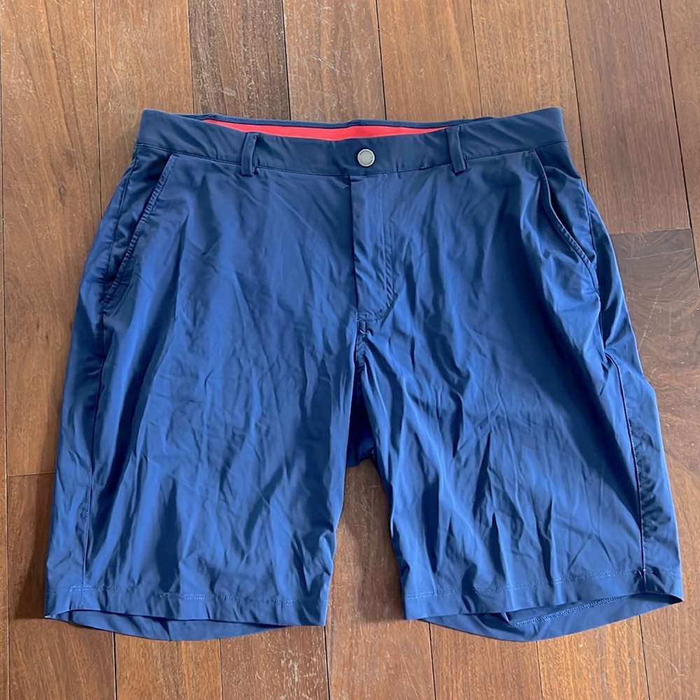 Mens Redvanly Athletic Performance Wear Golf Shorts in Navy Blue Size Large